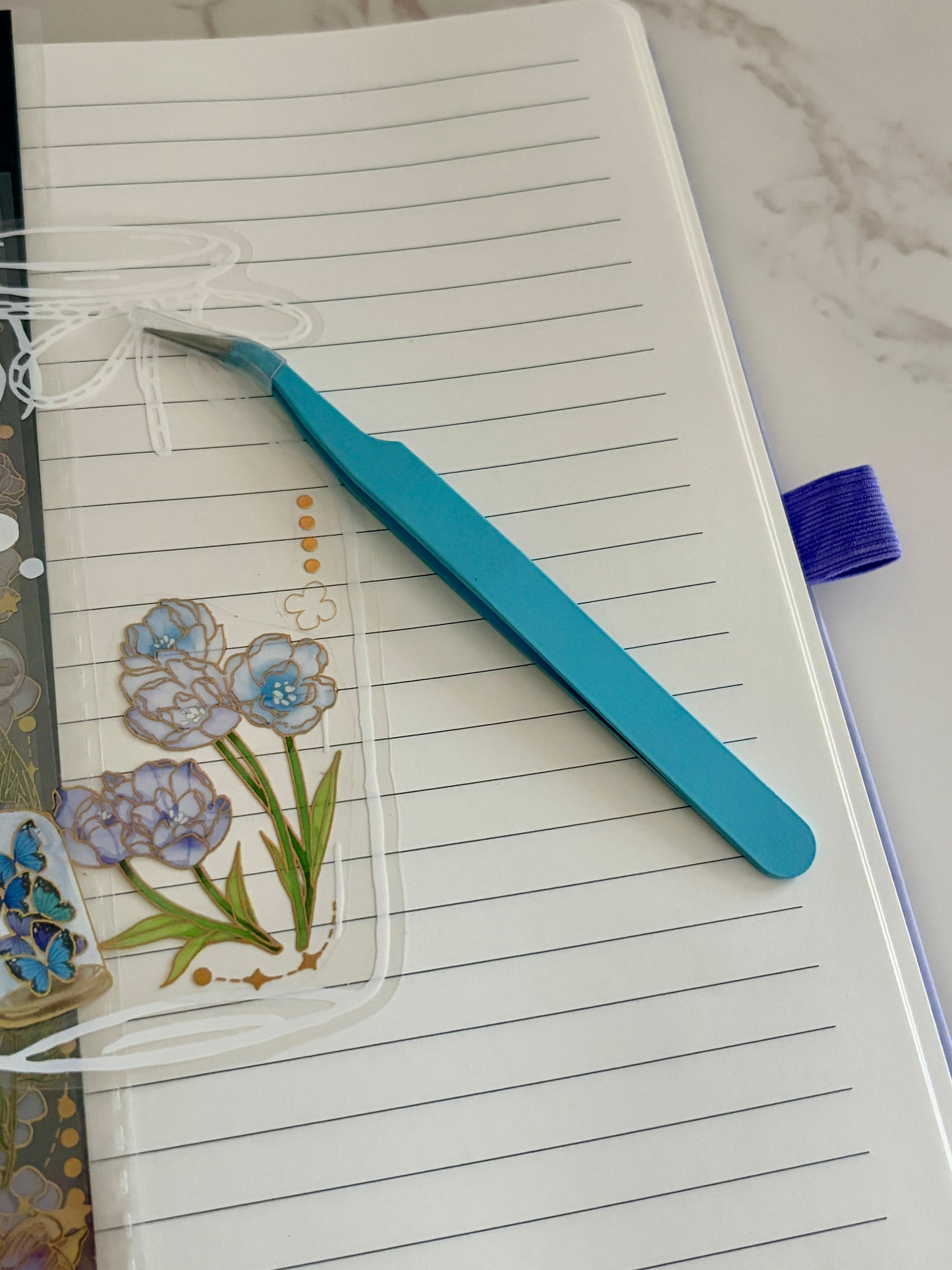 Precision Craft Tweezers — Sticker & Deco Placement Tool for Journaling | Pink, Blue, Purple