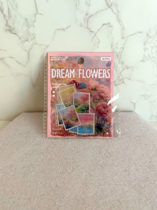 Dream Flowers Vintage Floral Sticker Pack (20 pcs)