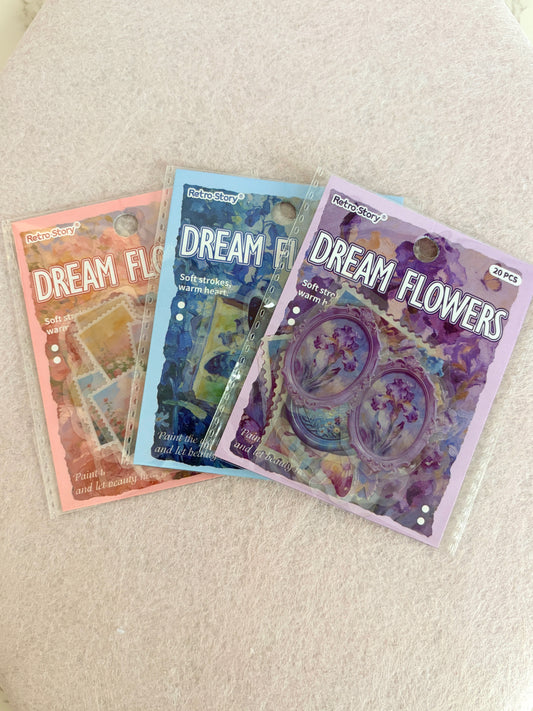 Dream Flowers Vintage Floral Sticker Pack (20 pcs)