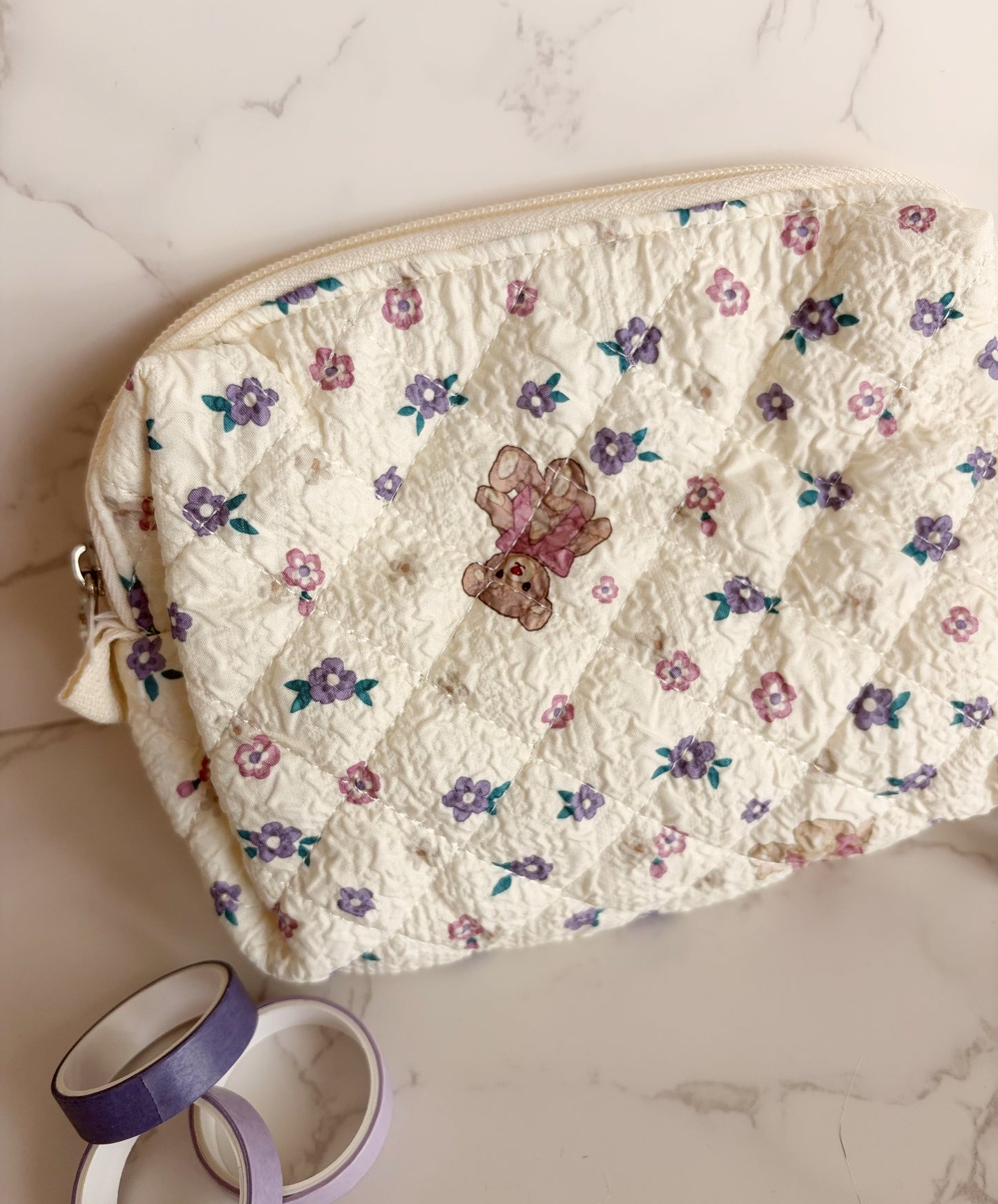Vintage Floral Teddy Makeup & Stationery Bag