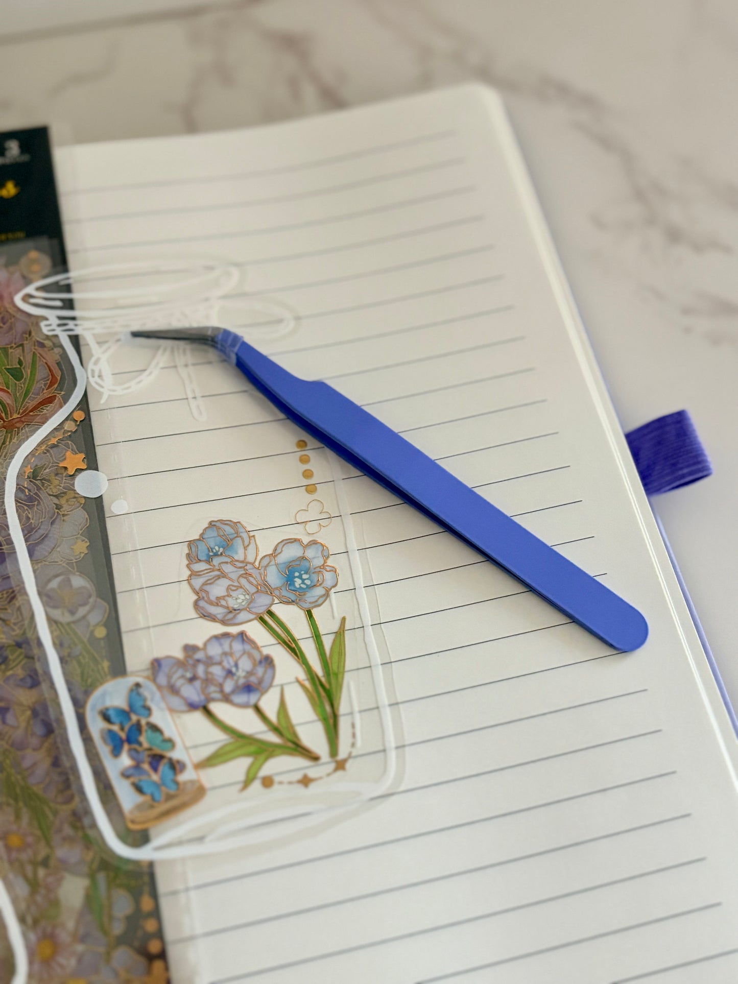 Precision Craft Tweezers — Sticker & Deco Placement Tool for Journaling | Pink, Blue, Purple