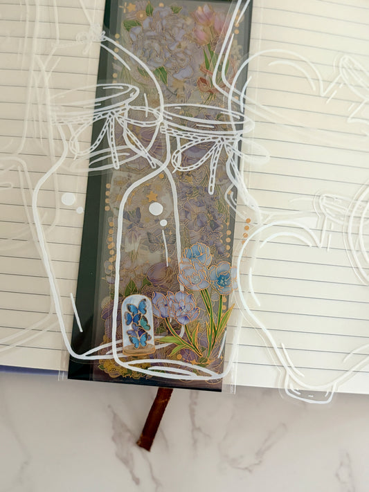 Clear Embossed Bottle Deco Bookmark — Transparent Journaling Embellishment | Cottagecore Scrapbooking