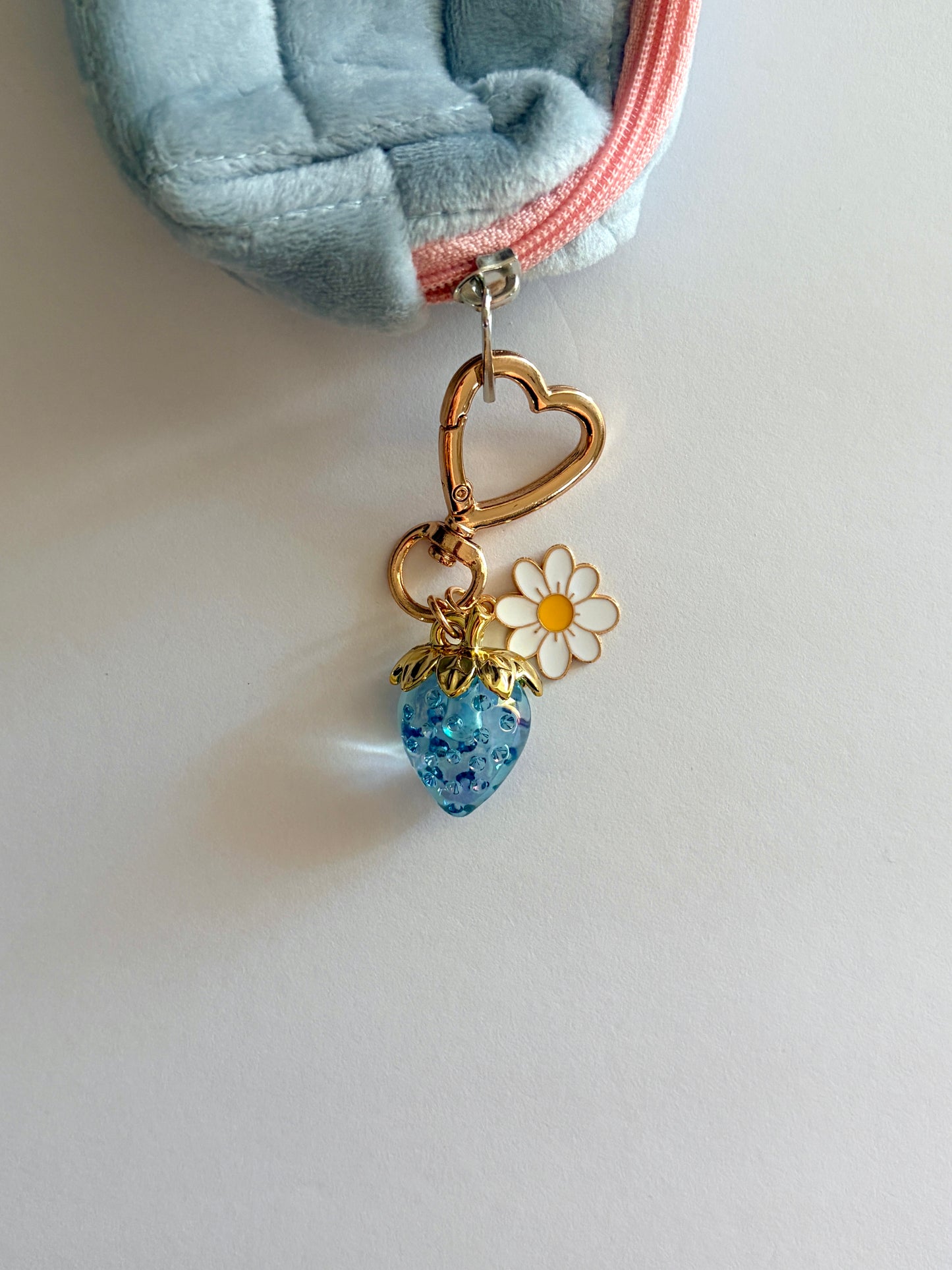 Strawberry Daisy Heart Keychain